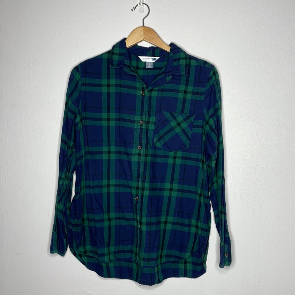Old Navy Blue and Green Flannel